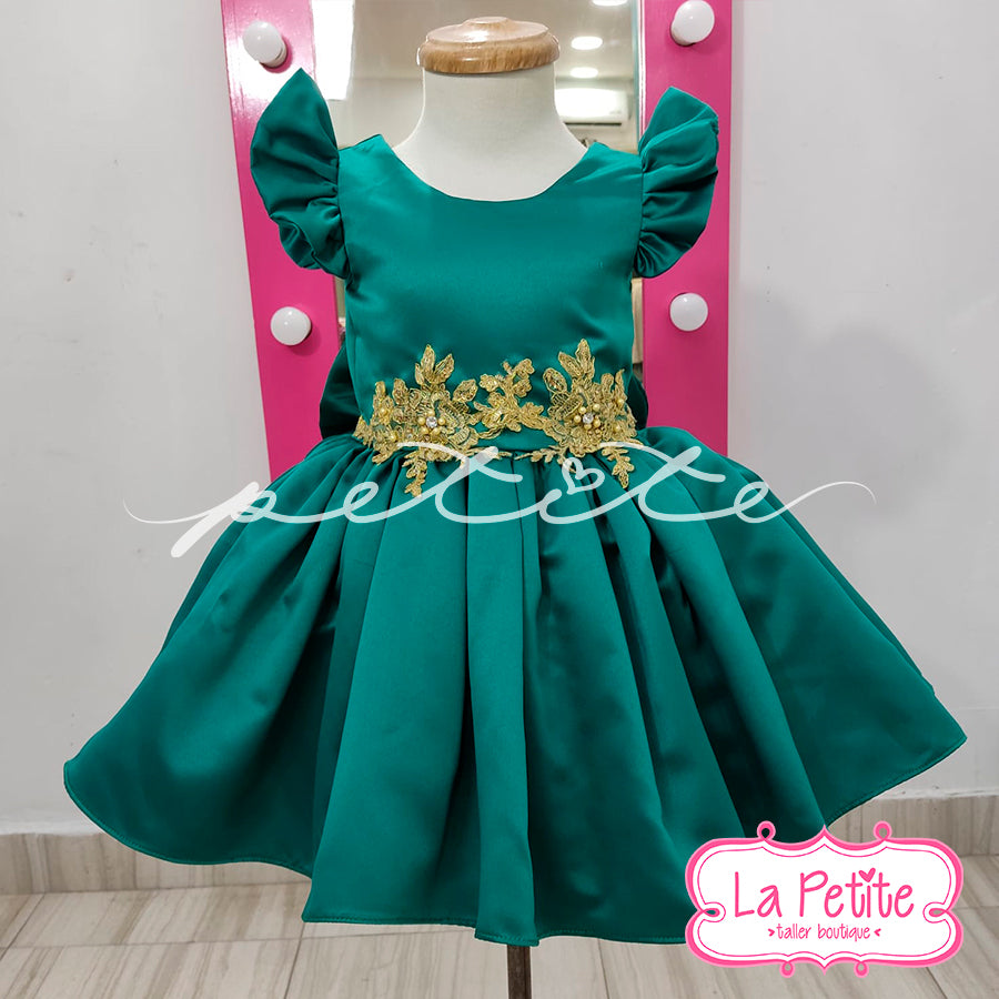 Vestido Verde con Dorado navideño