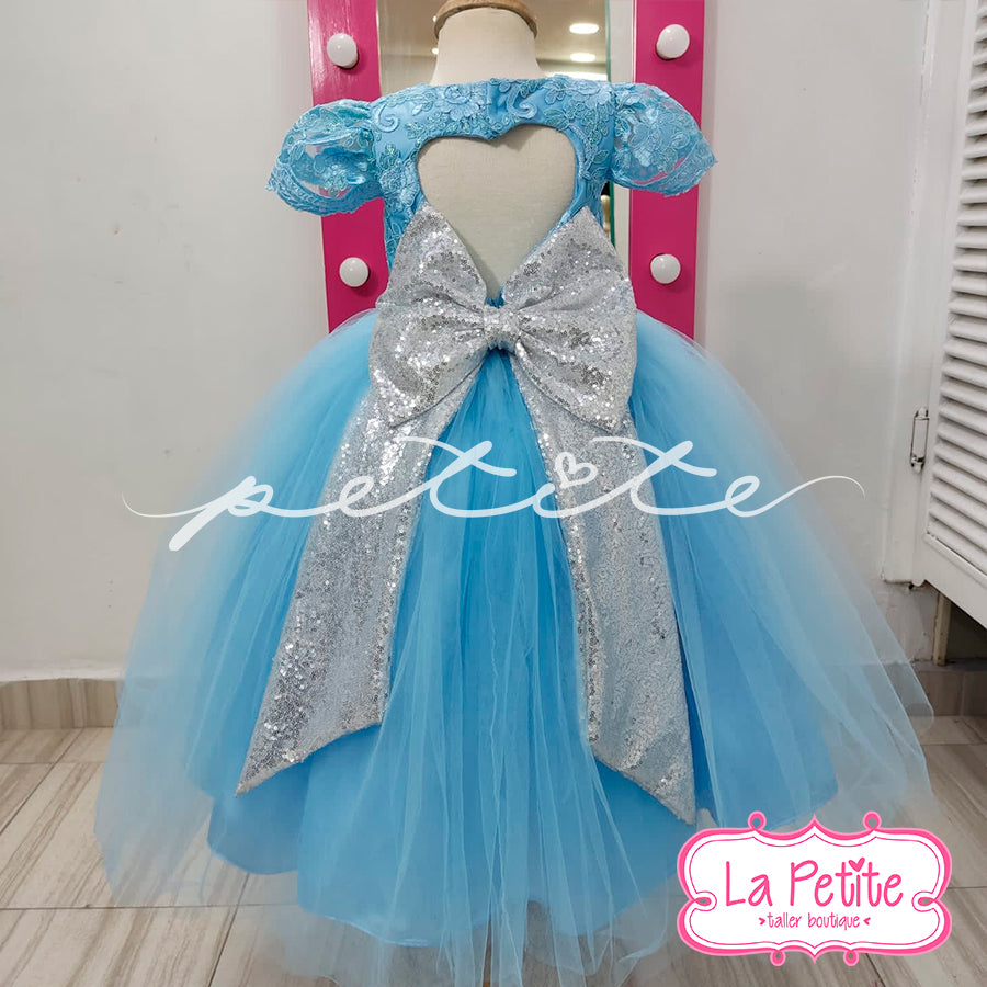 Vestido Top Encaje Floral azul