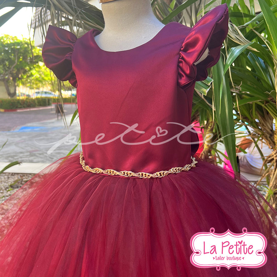 Rojo vino falda esponjada