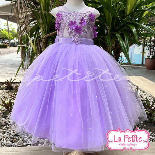 Vestido top flores morado falda larga