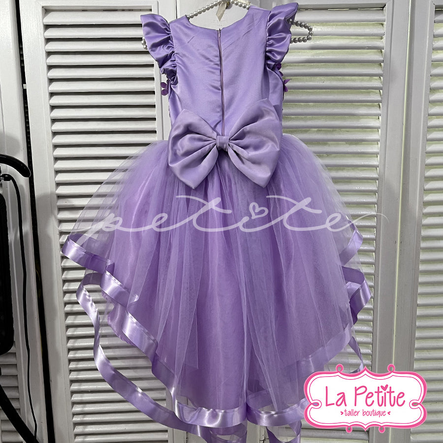 Vestido top flores morado falda en capas