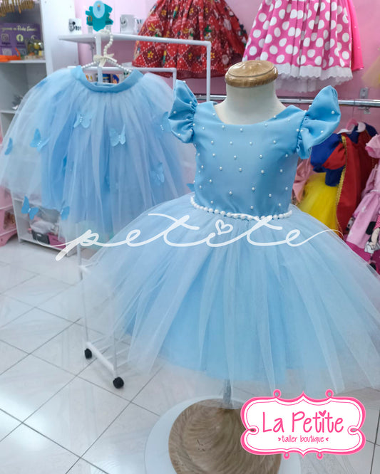 Vestido Mariposas Falda Desmontable Azul