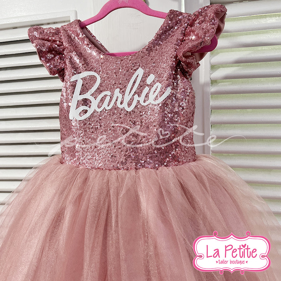 Barbie Rosa Palo Lentejuela Largo