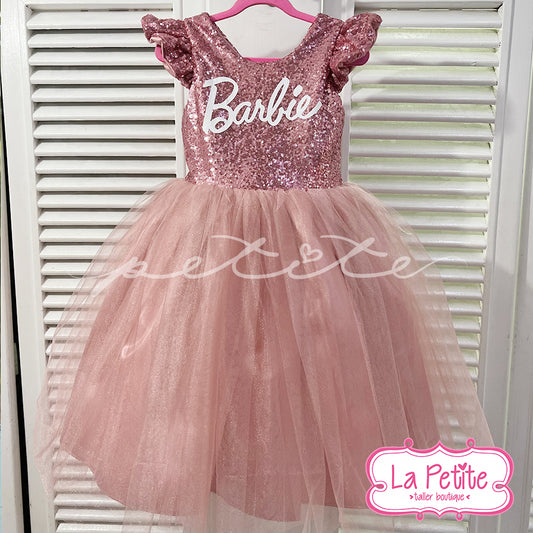 Barbie Rosa Palo Lentejuela Largo