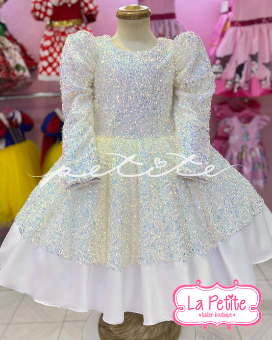 Vestido Blanco Brillo Tornasol