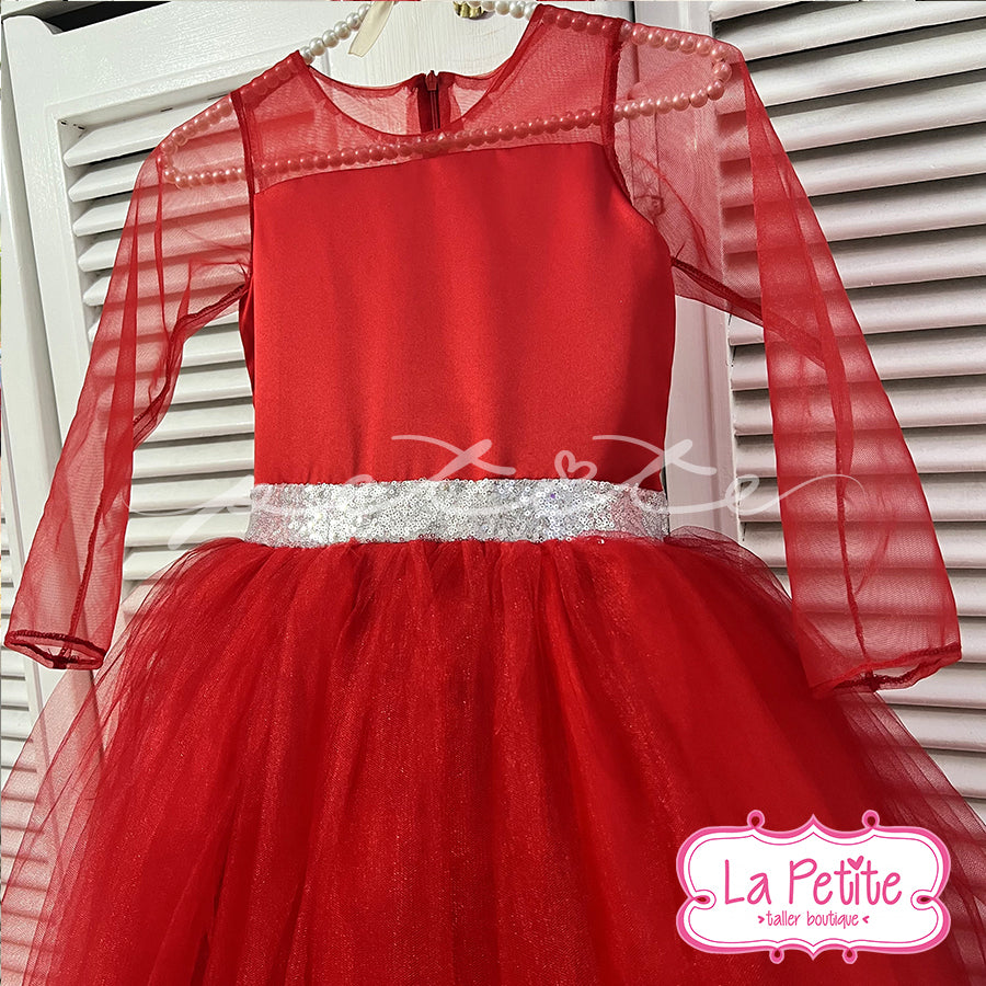 vestido rojo manga larga