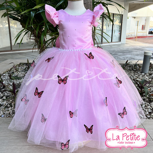 Vestido Mariposas Rosa Claro