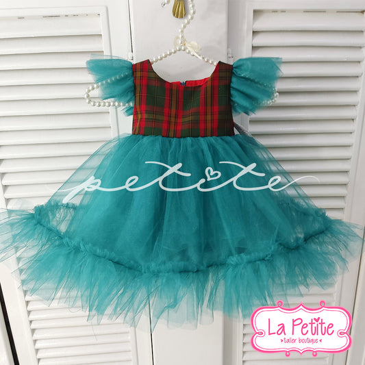 Vestido Cuadros Navidad Falda Tul