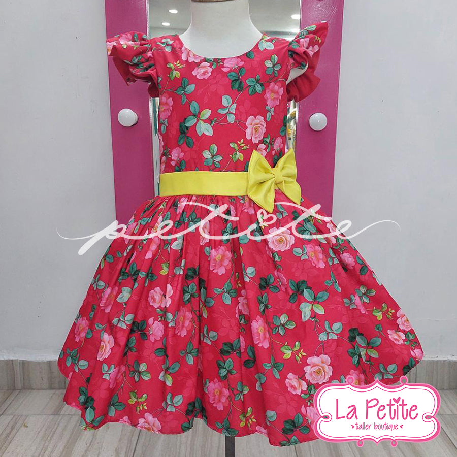 Vestido Rojo Rosas