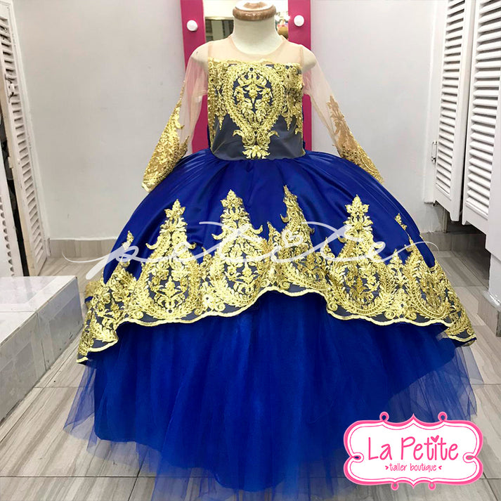 reina azul marino con encaje dorado – La Petite Boutique
