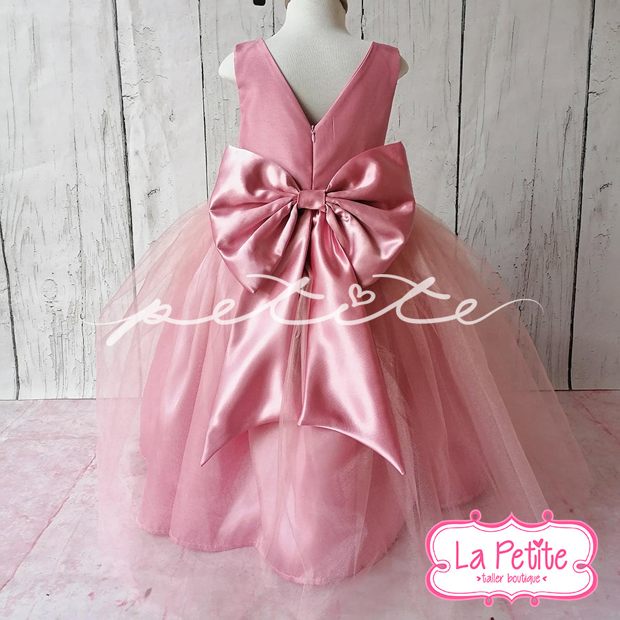 vestido rosa top liso