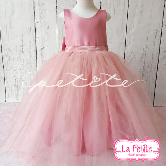 vestido rosa top liso