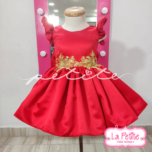 Vestido Rojo con Dorado navideño