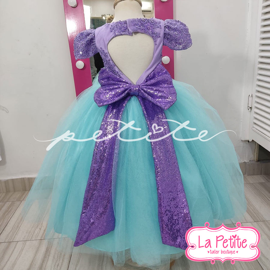 vestido Encaje Morado pedrería